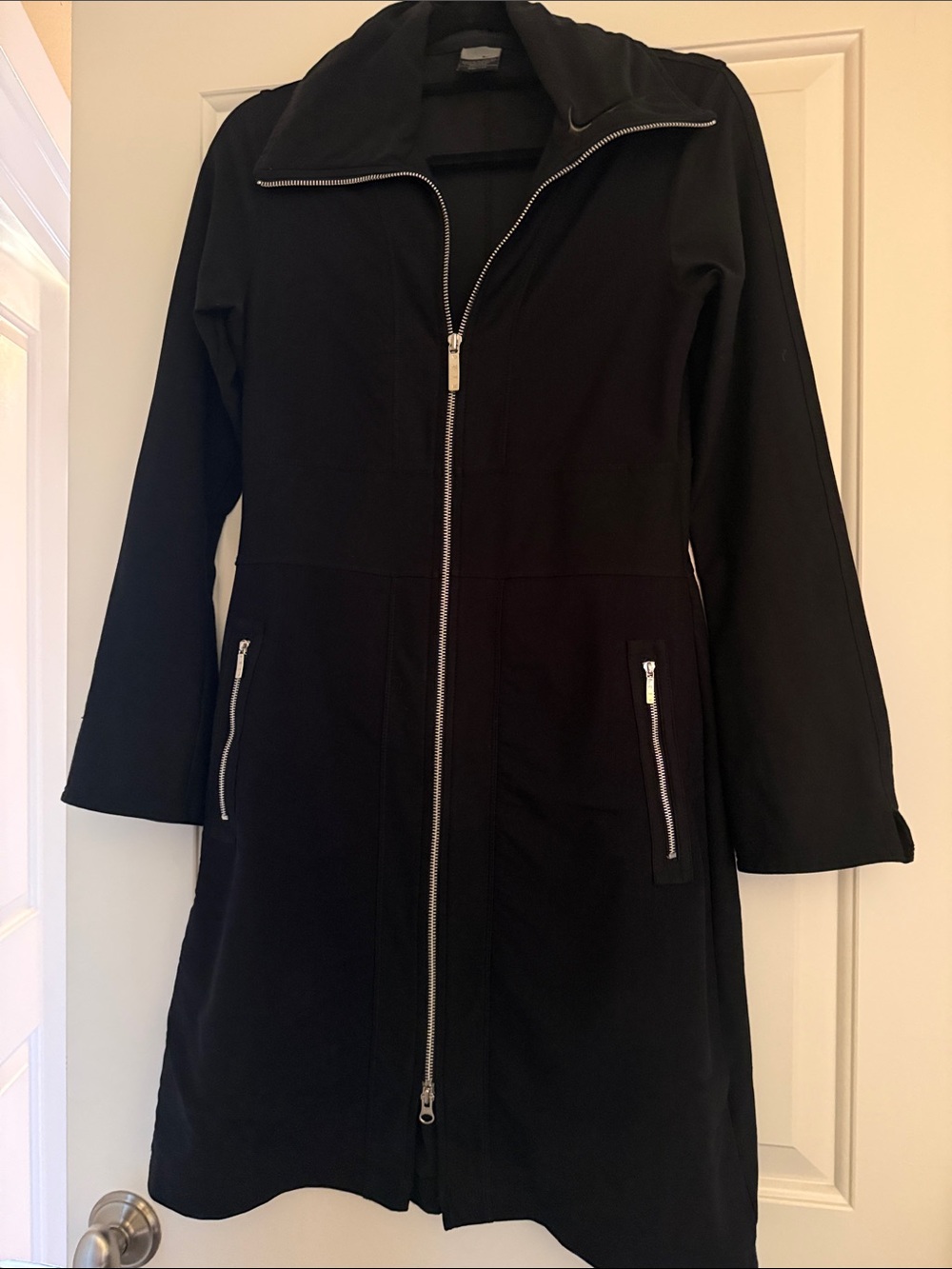 Women’s Nike Black zip up athletic dress with Swoosh Logo Detail on collar